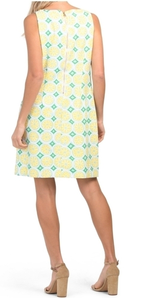 Sail To Sable Lemon Printed Crepe Shift Dress - Picture 4 of 16